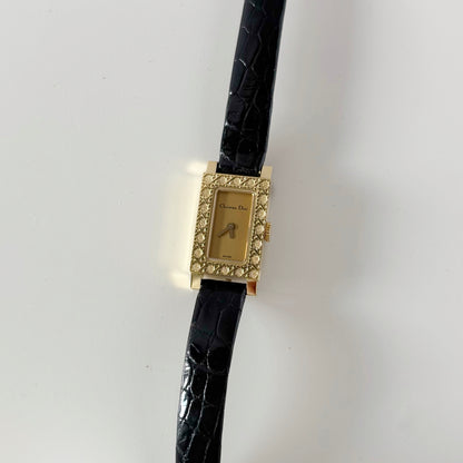 Dior 1990s La Parisienne  18K Solid Gold Case Tank Watch