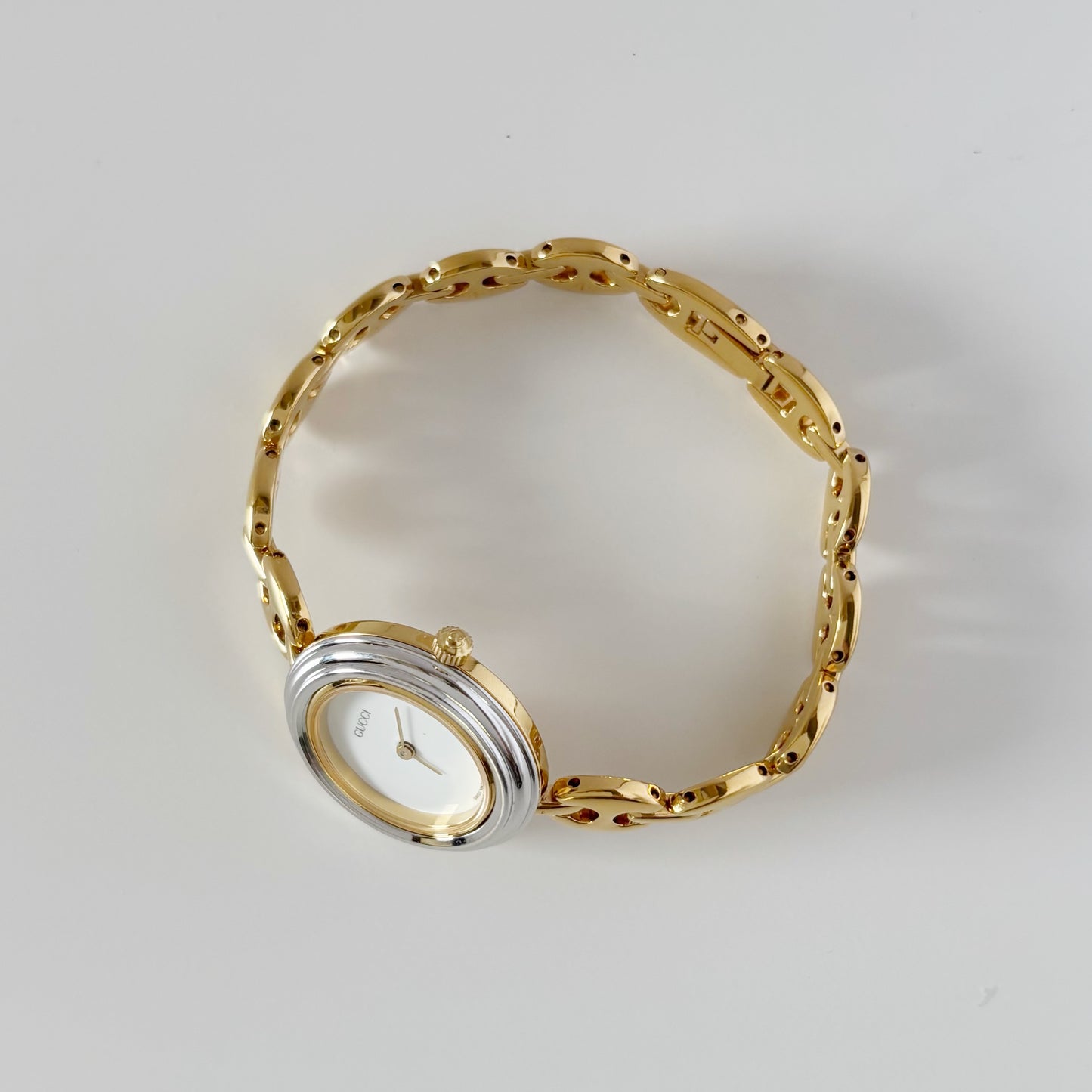 Gucci 1990s Interchangeable Bezel Gold Plated Watch with 6 bezels, case (165mm)