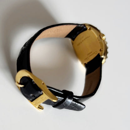 Dior 1990s Baignoire Gold Plated Leather Watch