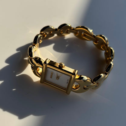 Gucci 1990s Interchangeable Strap Gold Plated Watch with 3 straps, case