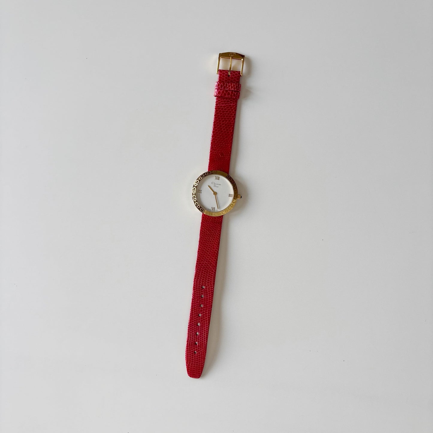Dior 1990s Round Dial Gold Plated Watch