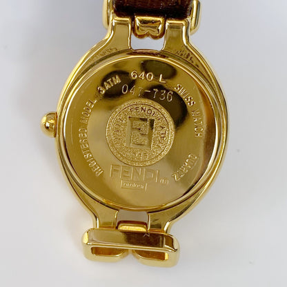 Fendi 1990s Interchangeable Belt Oval Watch with 5 belts, case