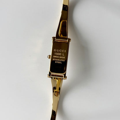 Gucci 1990s Seashell Dial Rectangular Gold-Plated Bangle Watch