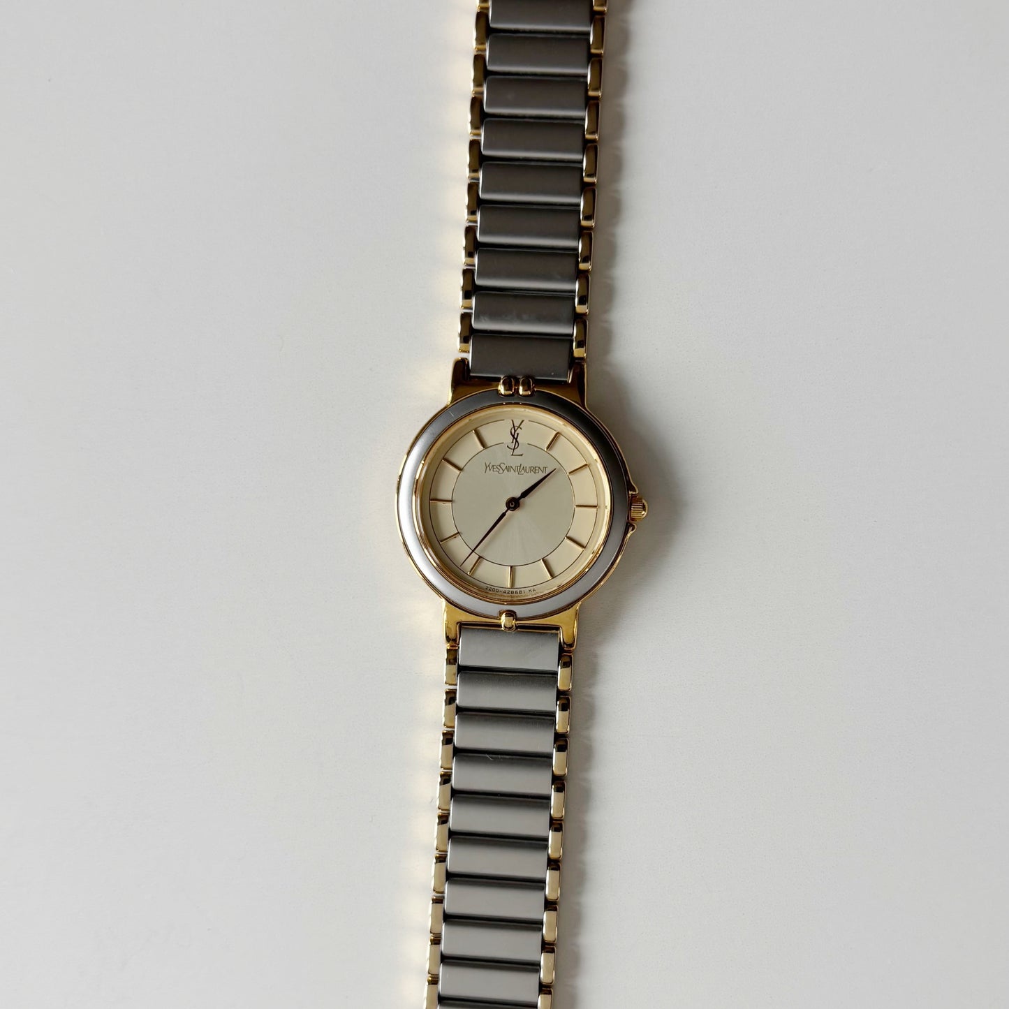 Yves Saint Laurent 1990s Round Dial Two Tone Watch