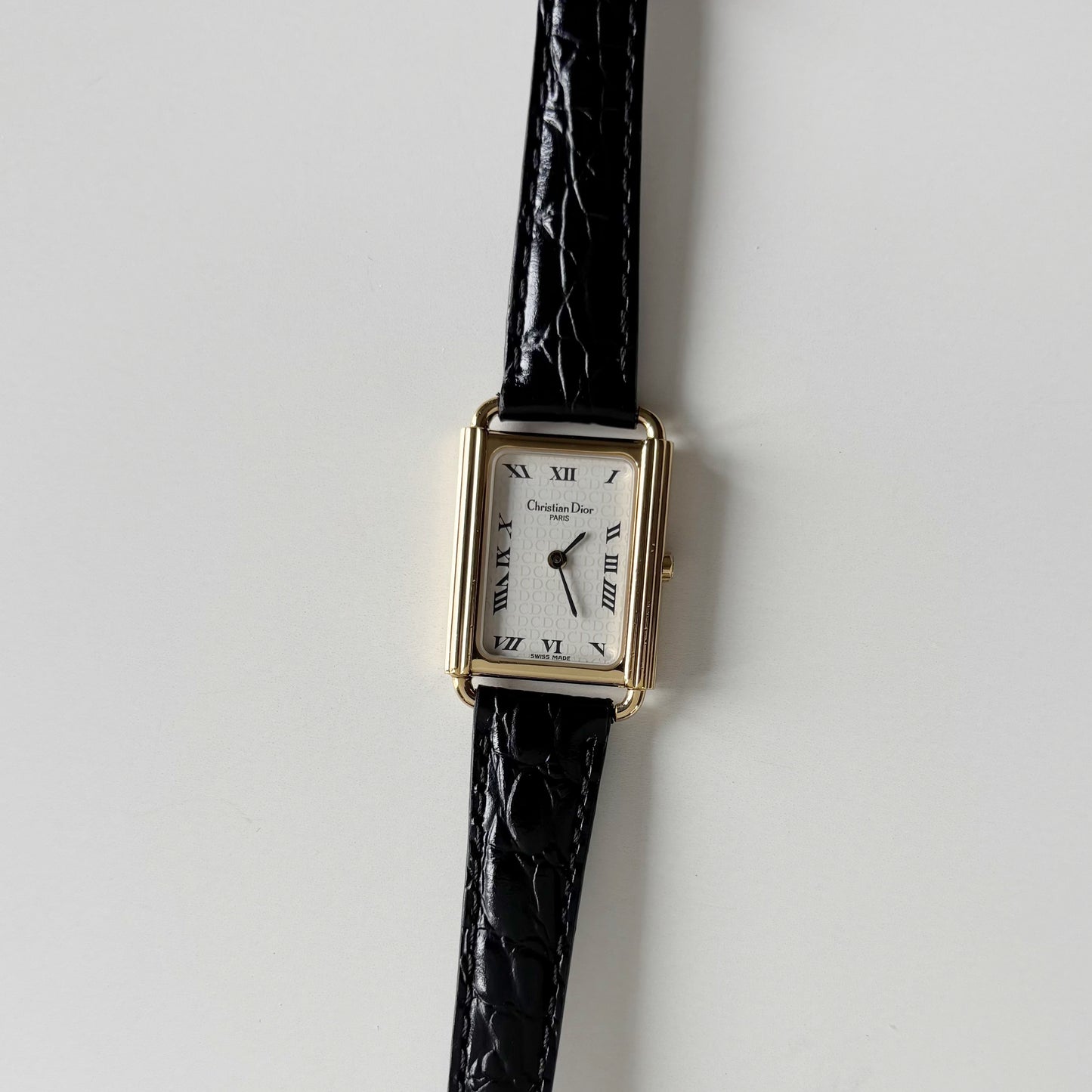 Dior 1990s CD Logo Tank Gold Plated Watch