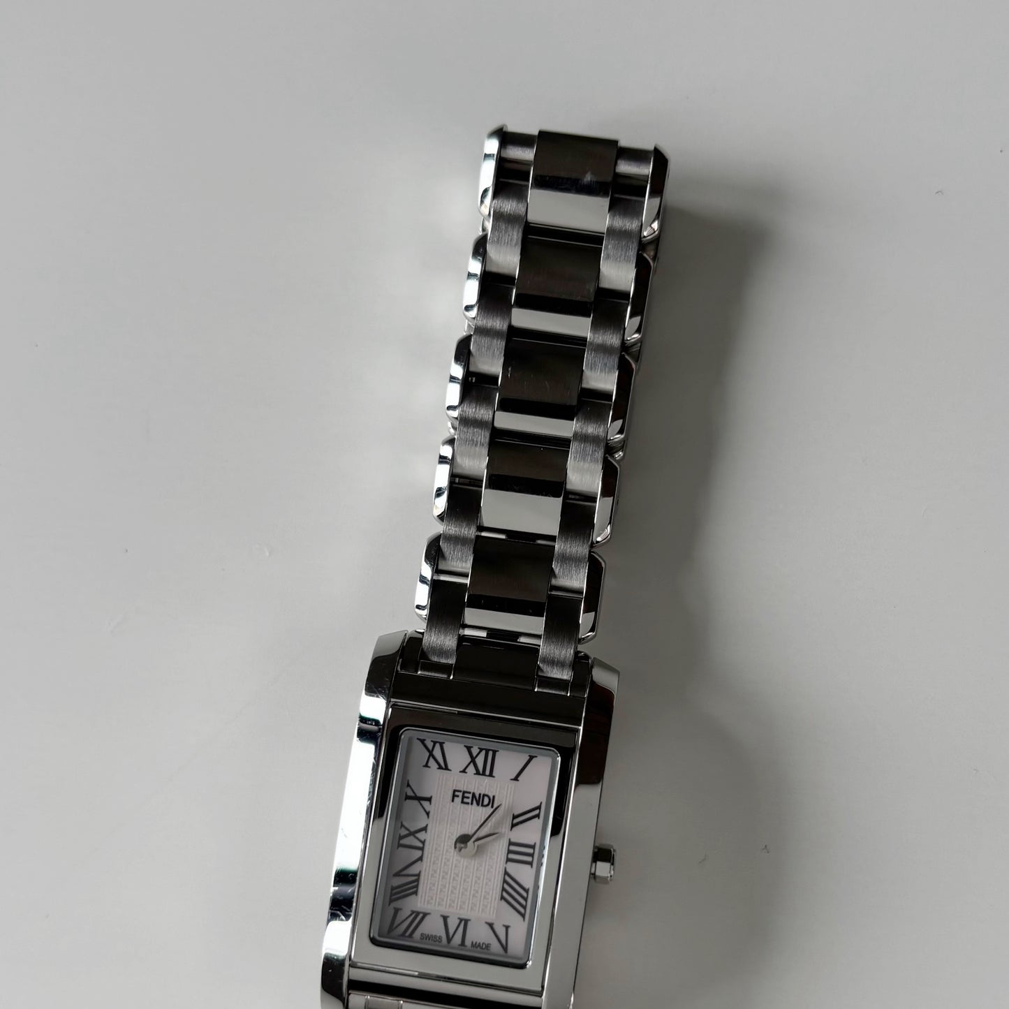 Fendi 1990s Seashell Dial Stainless steel Tank Watch