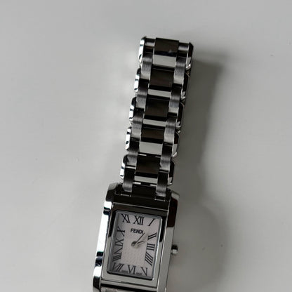 Fendi 1990s Seashell Dial Stainless steel Tank Watch