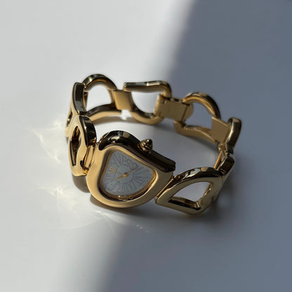 Yves Saint Laurent 1990s Heart Shaped Dial Band Gold Plated Watch (8/1)
