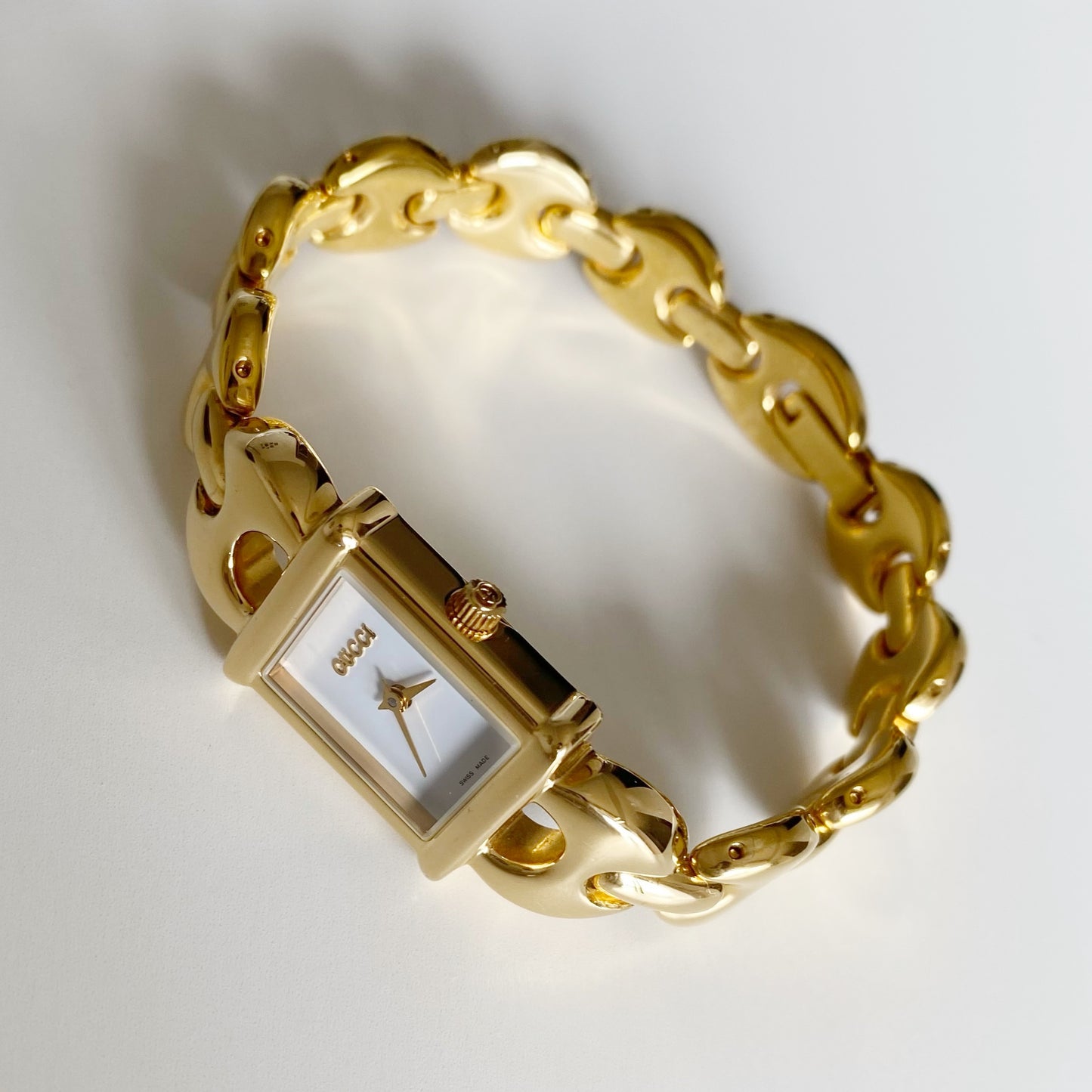 Gucci 1990s Interchangeable Belt Gold Plated Watch with 3 straps, case