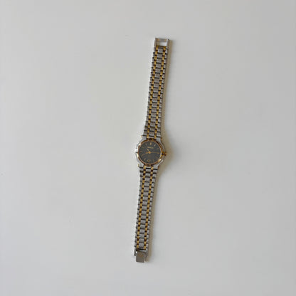Gucci 1980s Date Round Dial Two Tone Gold Plated Watch