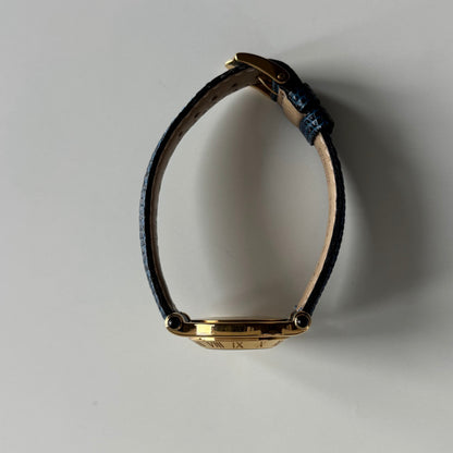 Gucci 1990s White Round Dial Gold-Plated Watch