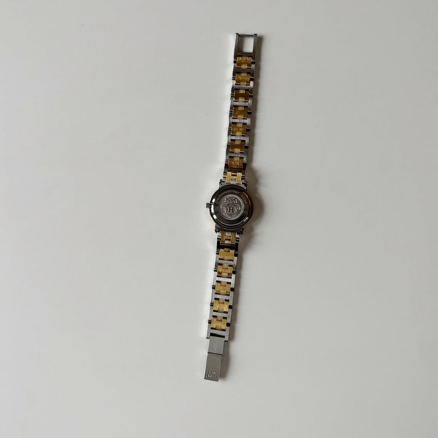 Hermes 1990s Clipper Round Dial Gold Plated Two Tone Watch