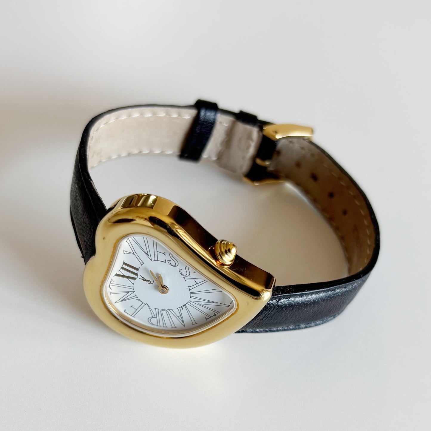 Yves Saint Laurent 1990s Heart Shaped Gold Plated Watch