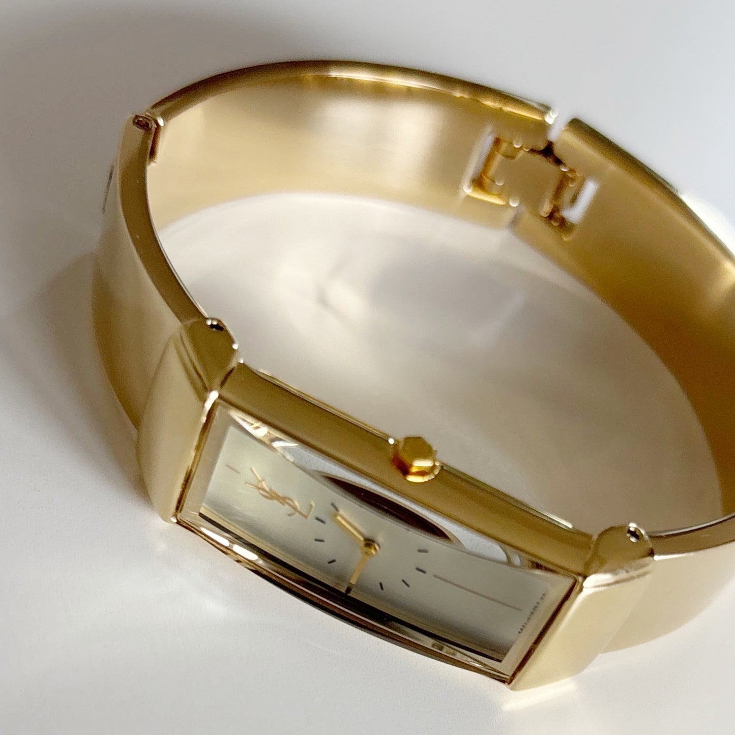 Yves Saint Laurent 1990s Rectangular Dial Gold Plated Watch