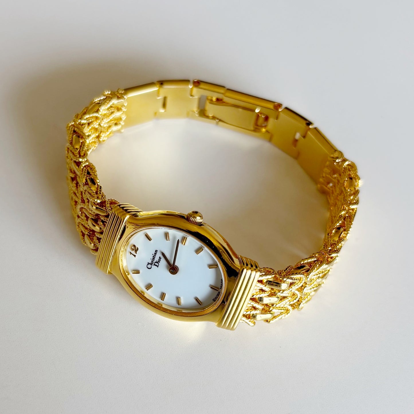 Dior 1990s Oval Dial Gold Plated Watch