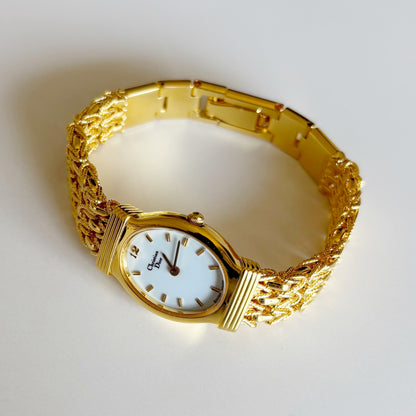 Dior 1990s Oval Dial Gold Plated Watch