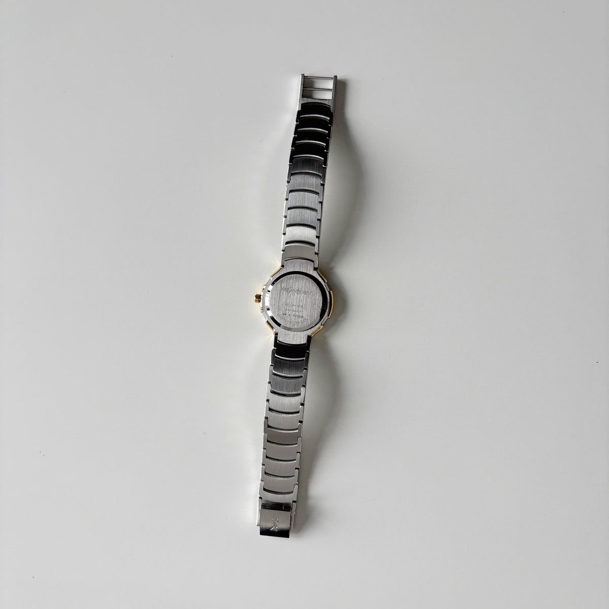 Yves Saint Laurent 1990s Round Dial Date Two-Tone Gold-Plated Watch
