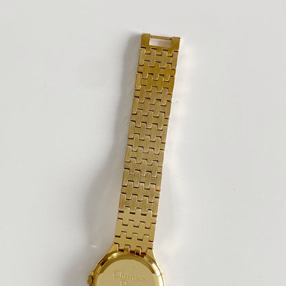 Dior 1990s Date Round Dial Gold Plated Watch