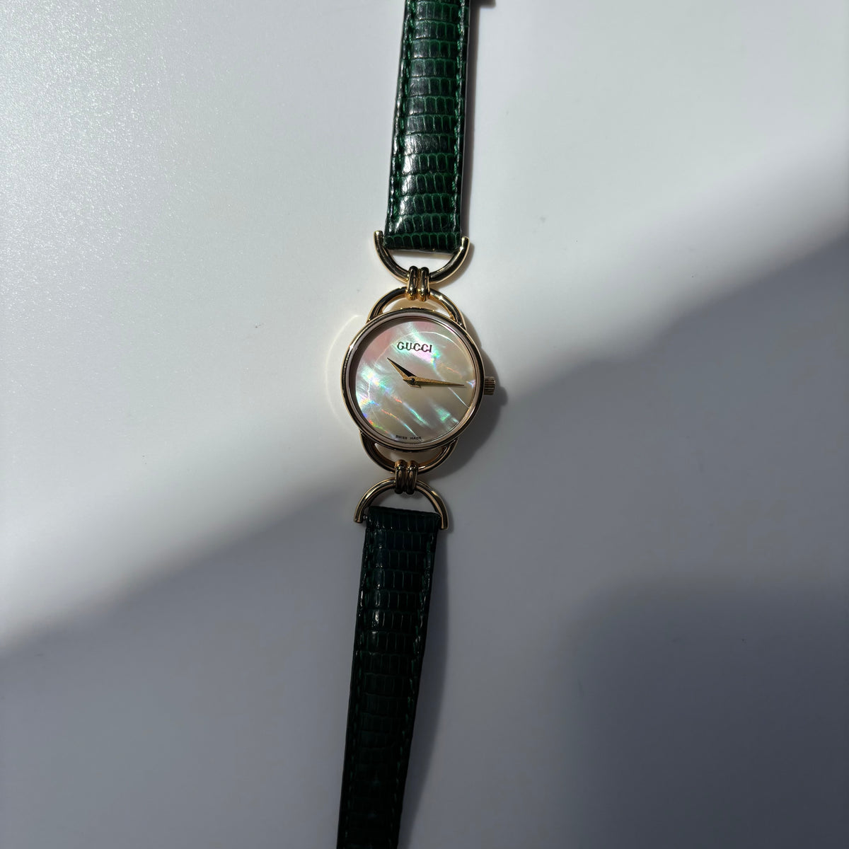 Gucci 1990s Seashell Dial Horsebit Watch