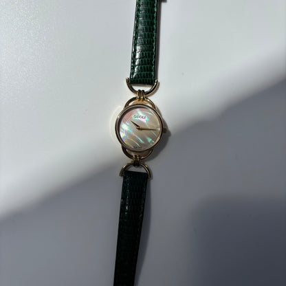Gucci 1990s Seashell Dial Horsebit Watch