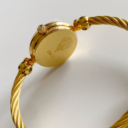 Gucci 1990s Blue Dial Gold Plated Cable Bangle Watch