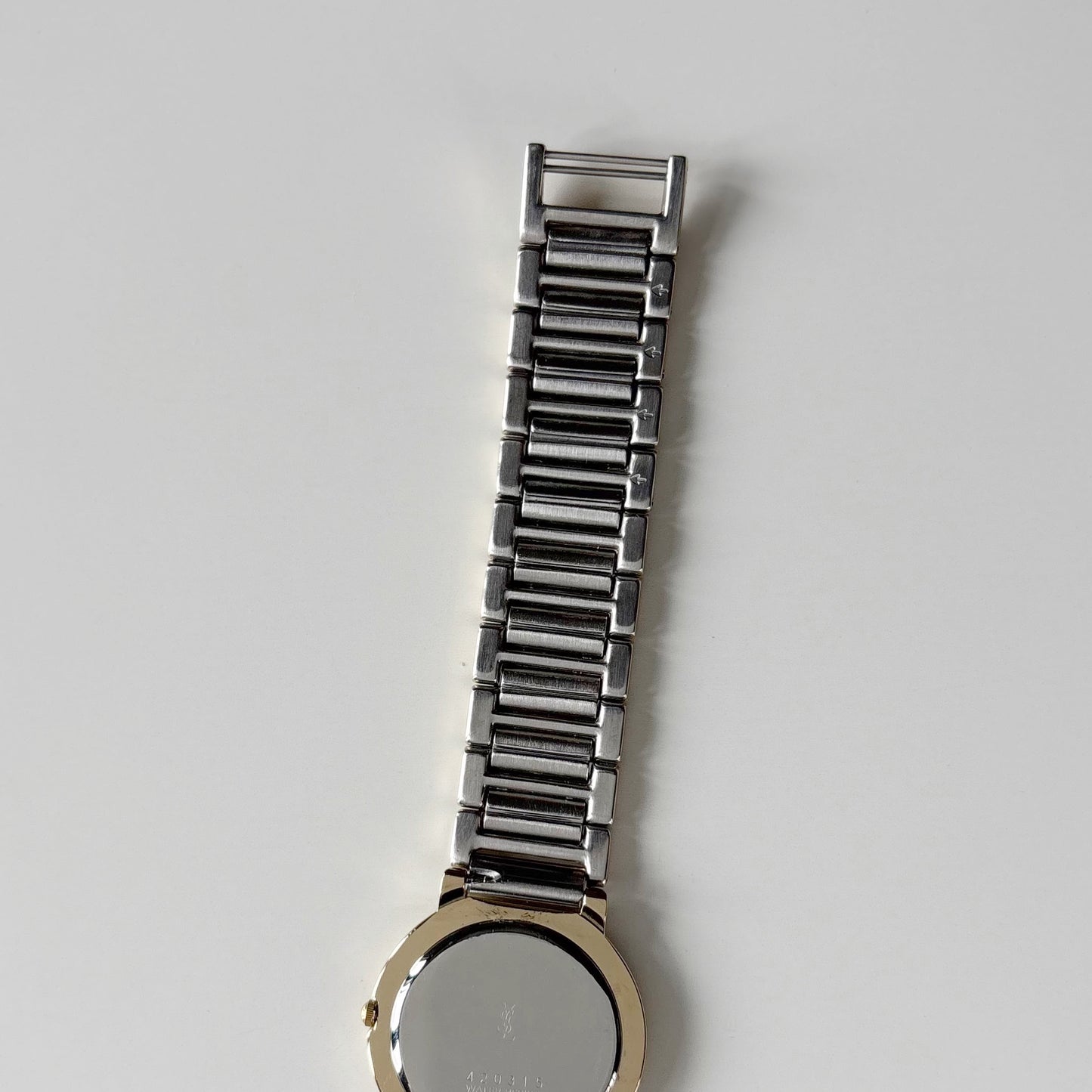 Yves Saint Laurent 1990s Navy Round Dial Two Tone Watch (Large)