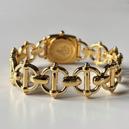 Gucci 1990s Seashell Dial Gold Plated Horsebit Watch