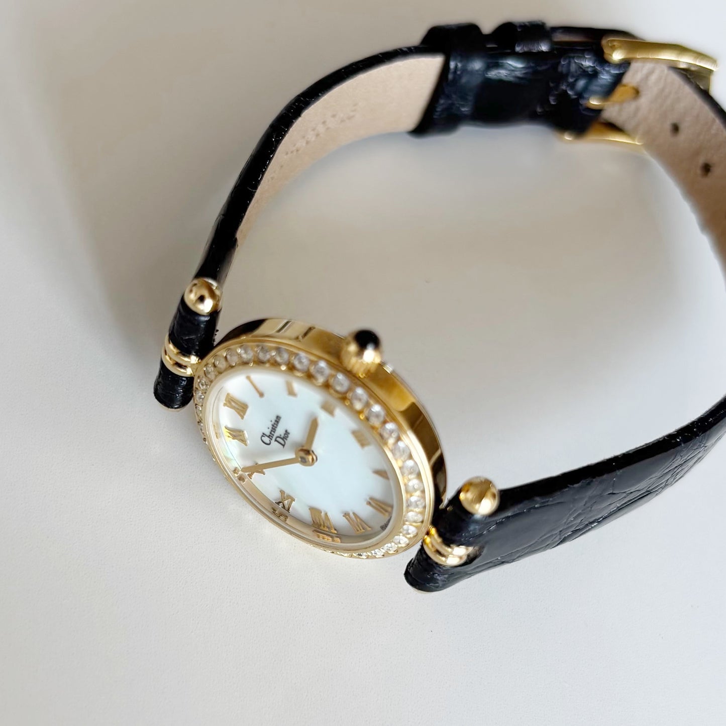 Dior 1990s Seashell Round Dial Gold Plated Watch