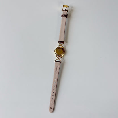 Gucci 1990s Round Dial Horsebit Gold Plated Watch