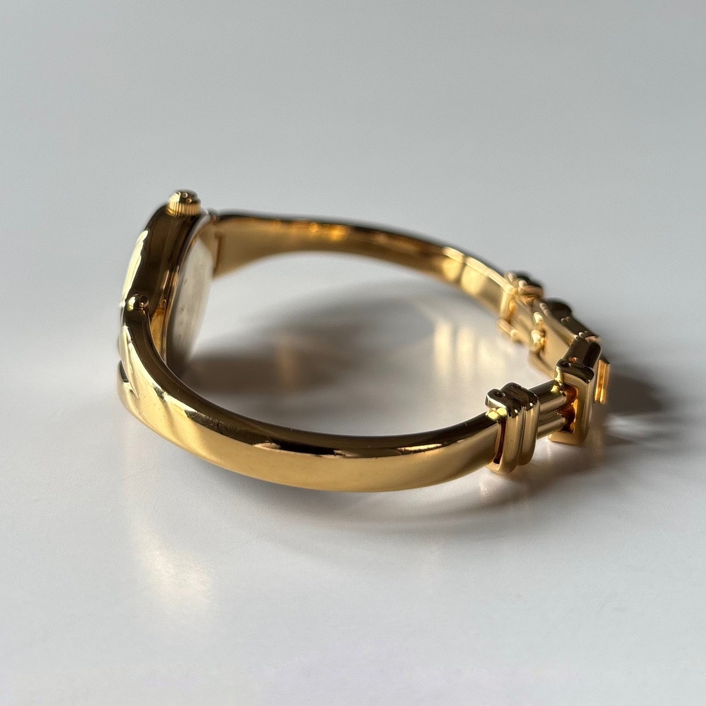 Burberry 1990s Round Dial Gold Plated Bangle Watch