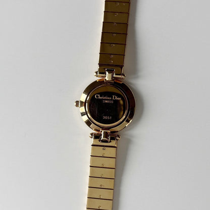 Dior 1990s Round Dial Gold Plated Watch