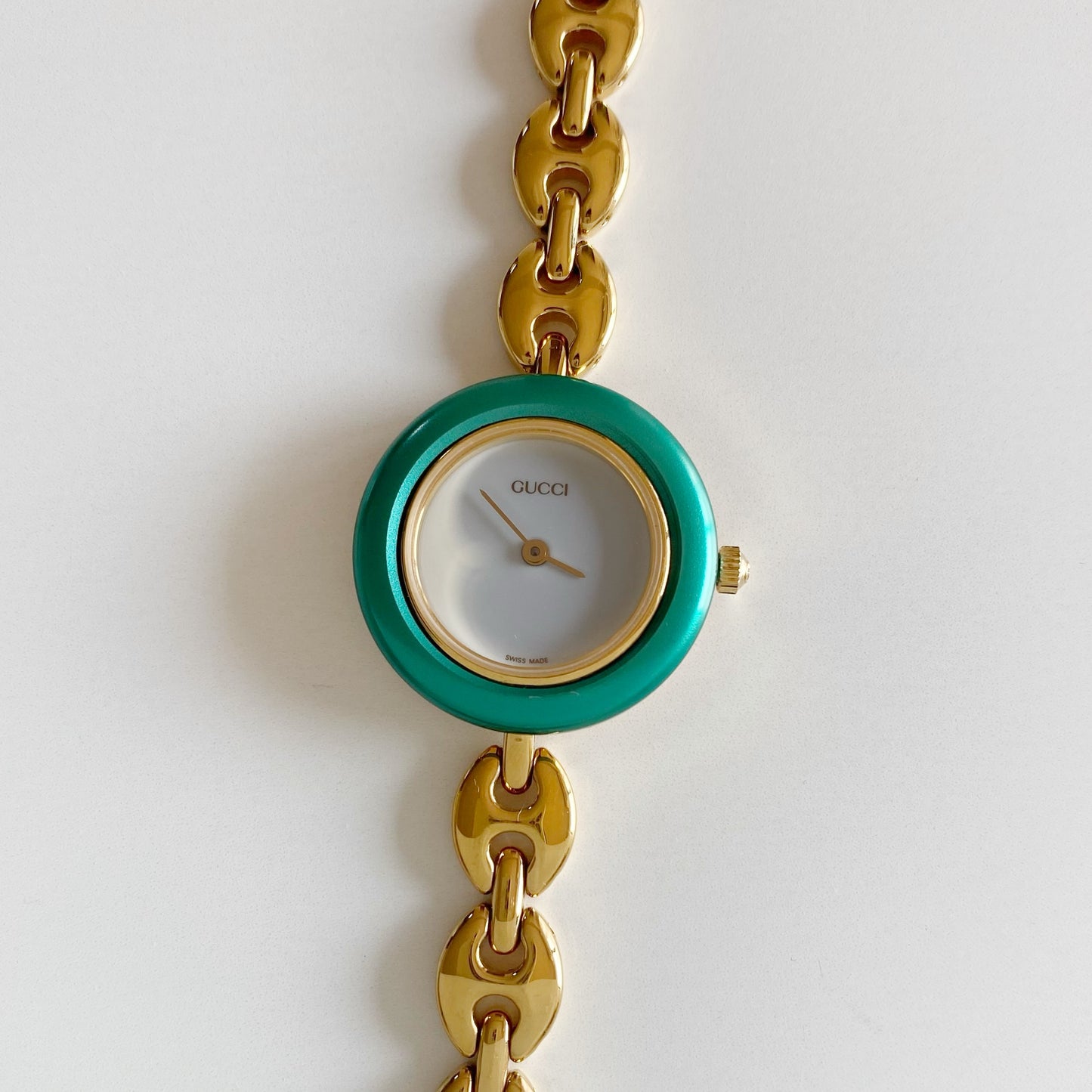 Gucci 1990s Interchangeable Bezel Gold Plated Watch with  6 bezels, case (167mm)