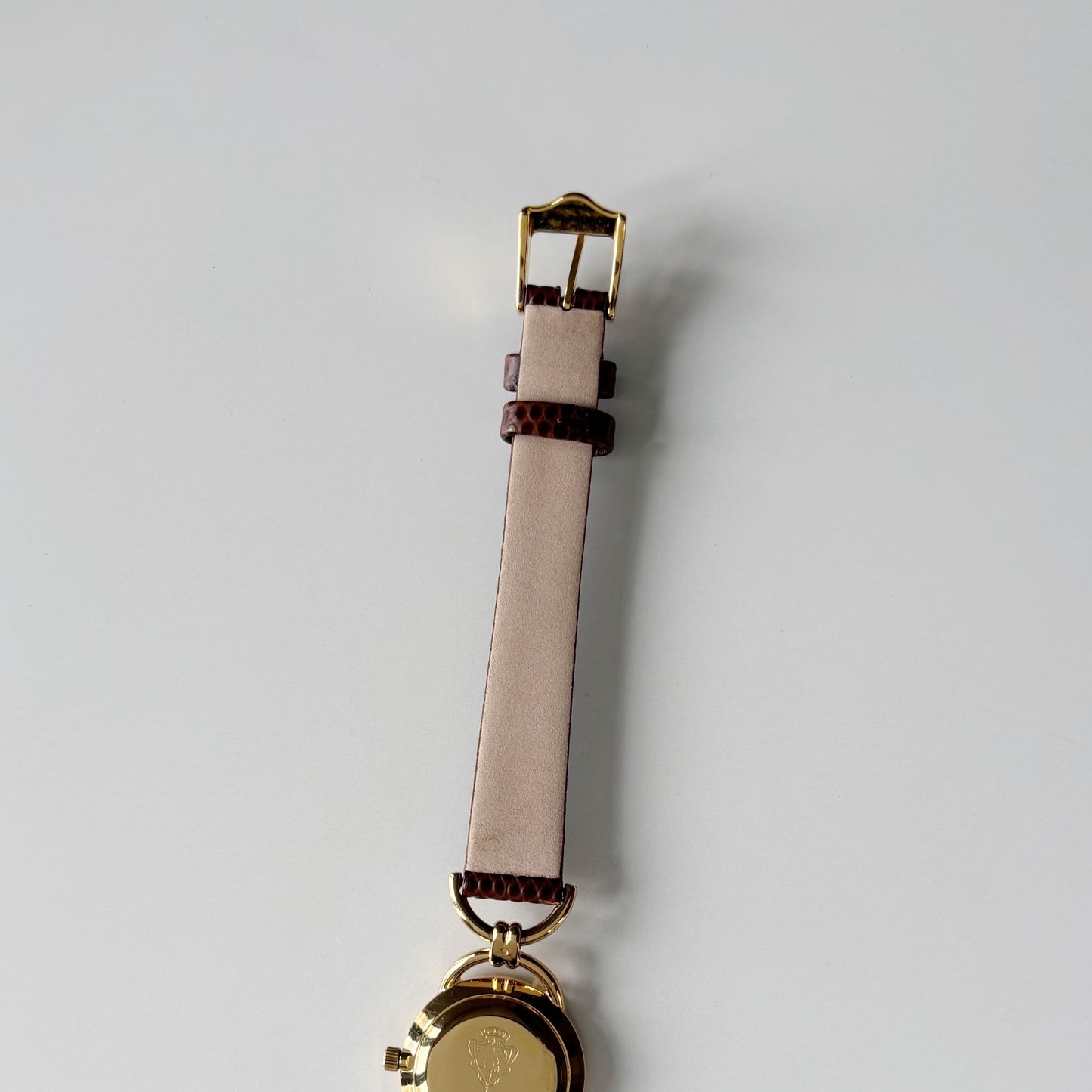 Gucci 1990s Round Dial Horsebit Gold Plated Watch