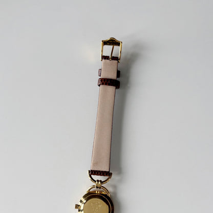 Gucci 1990s Round Dial Horsebit Gold Plated Watch