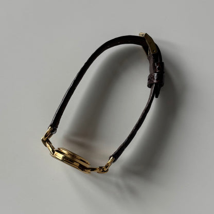 Gucci 1990s Cream Dial Horsebit Gold Plated Watch