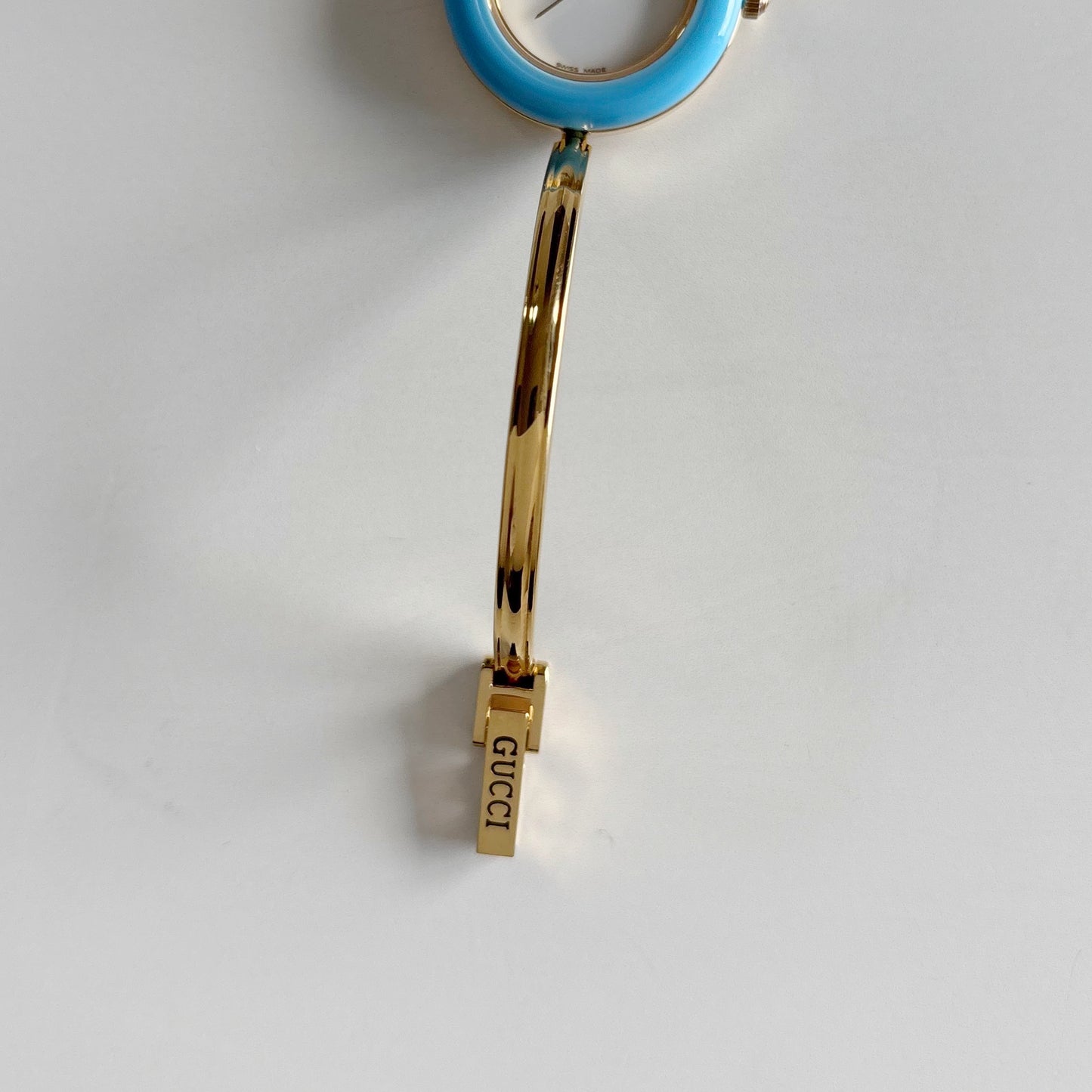 Gucci 1990s Interchangeable Bezel Gold Plated Bangle Watch with 12 bezels, case