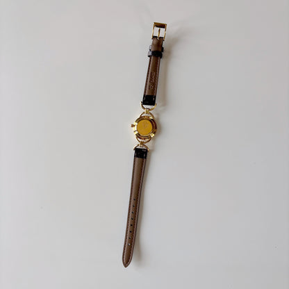 Gucci 1990s Seashell Dial Horsebit Gold Plated Watch