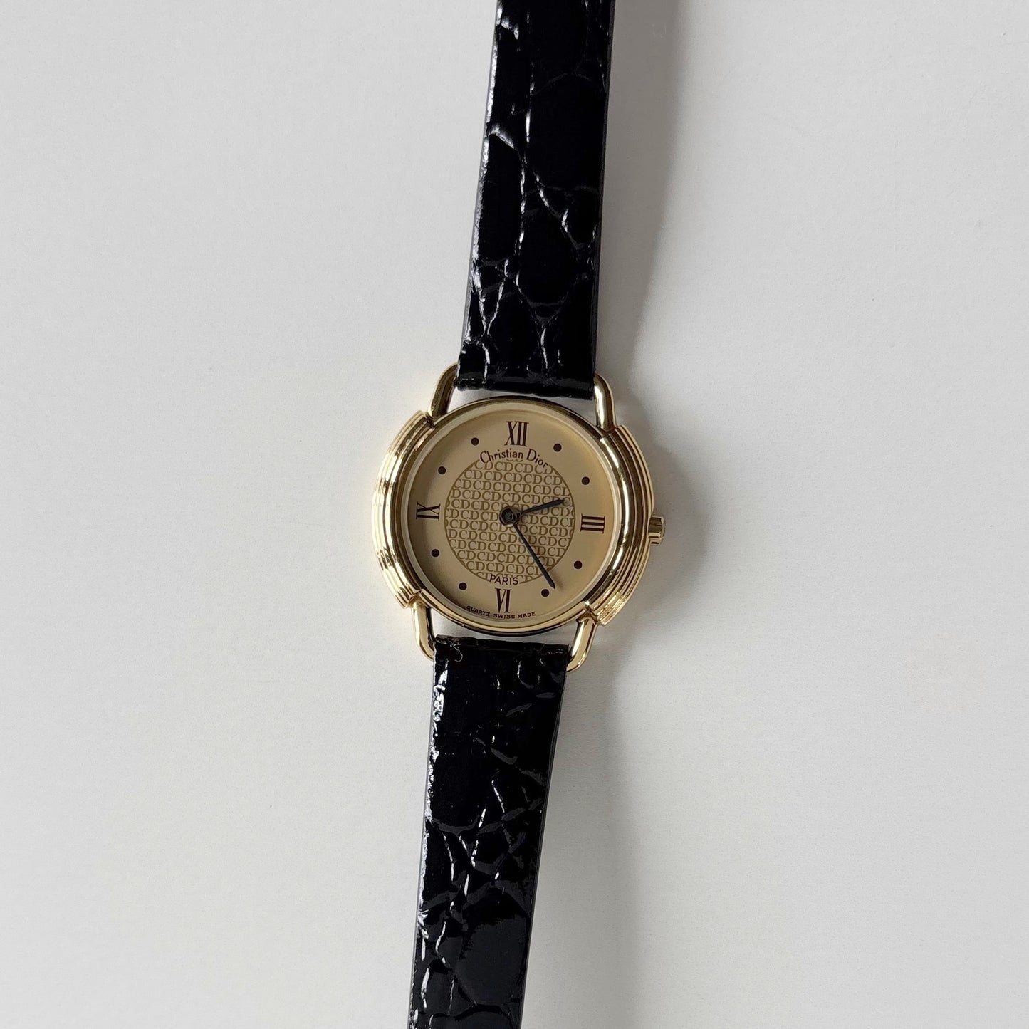 Dior 1990s Round Dial Gold Plated Watch