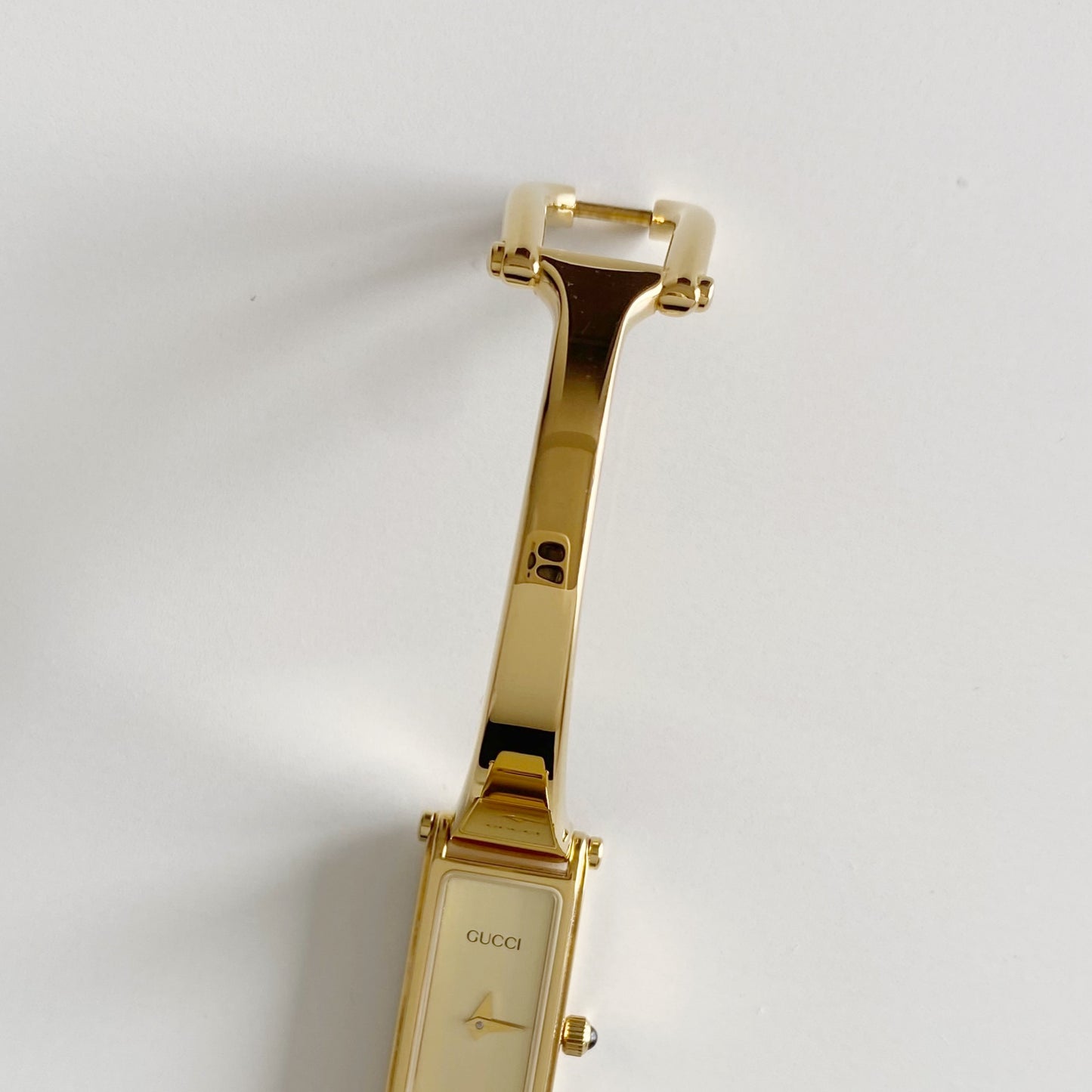 Gucci 1990s Gold Dial Gold Plated Bangle Watch