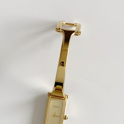 Gucci 1990s Gold Dial Gold Plated Bangle Watch