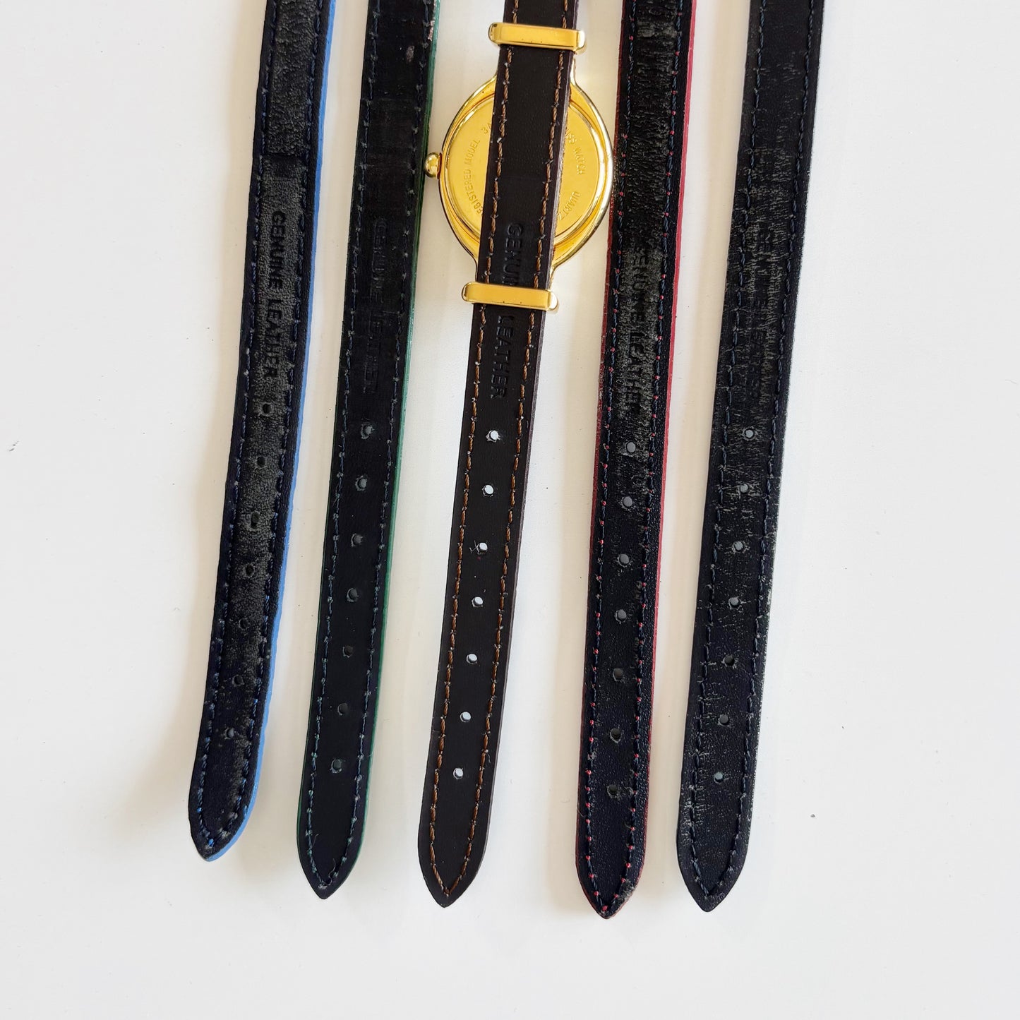 Fendi 1990s Interchangeable Belt Gold Plated Watch with 5 straps, case