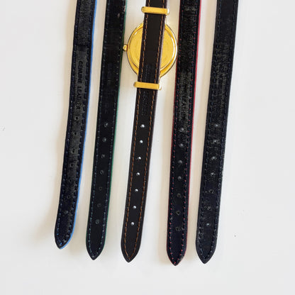 Fendi 1990s Interchangeable Belt Gold Plated Watch with 5 straps, case
