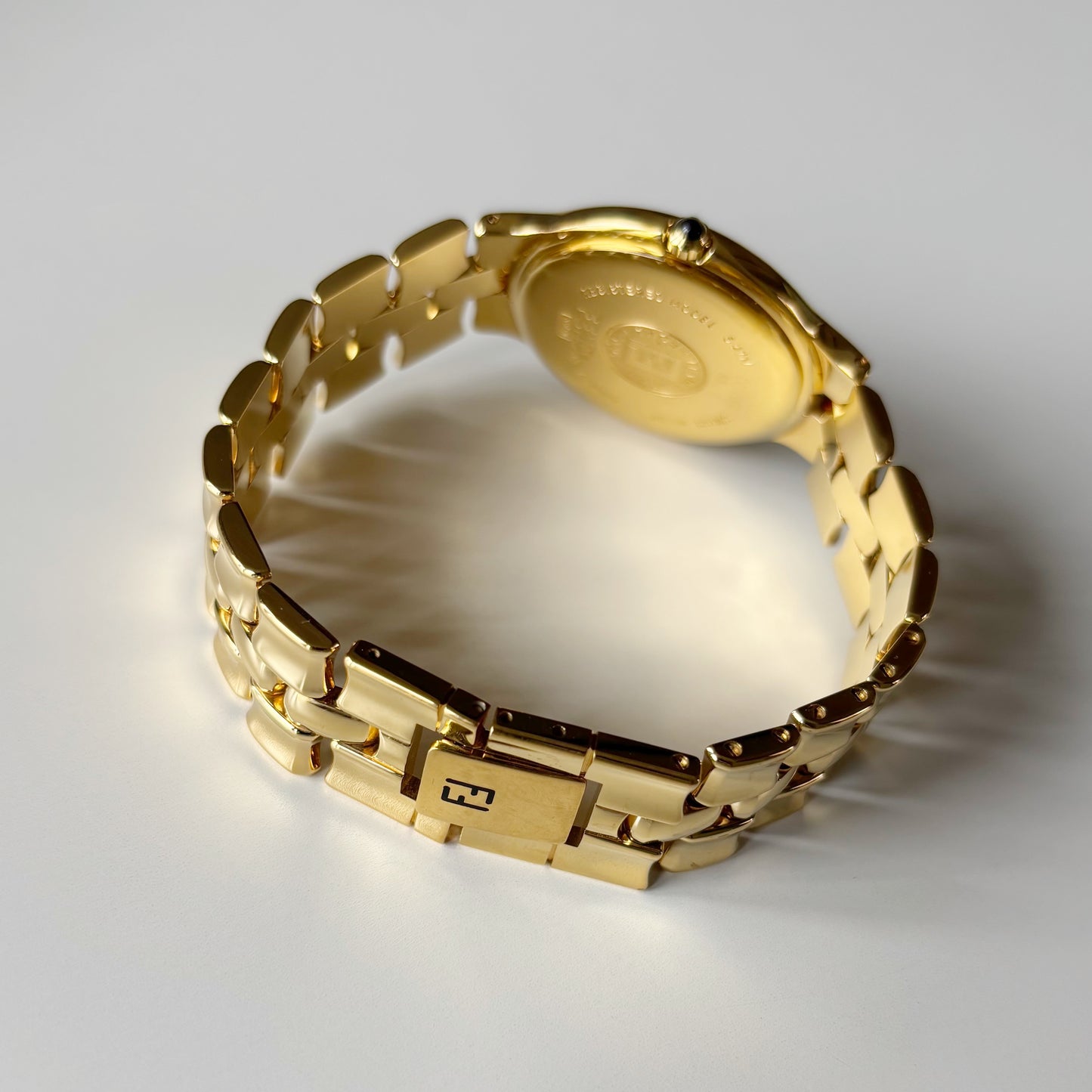Fendi 1990s Date Round Dial Gold Plated Watch (Large)