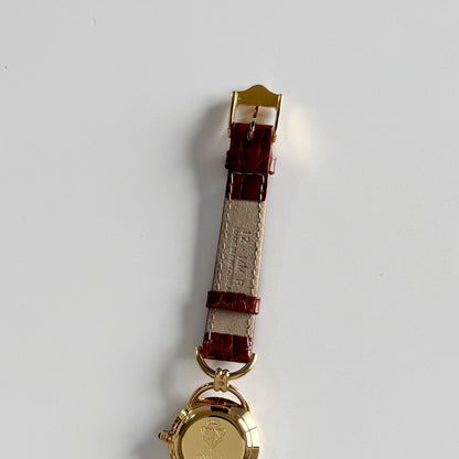 Gucci 1990s Round Dial Horsibit Gold Plated Watch
