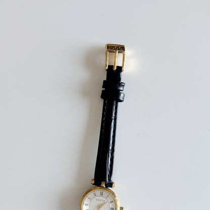 Gucci 1990s Round Dial Gold Plated Watch