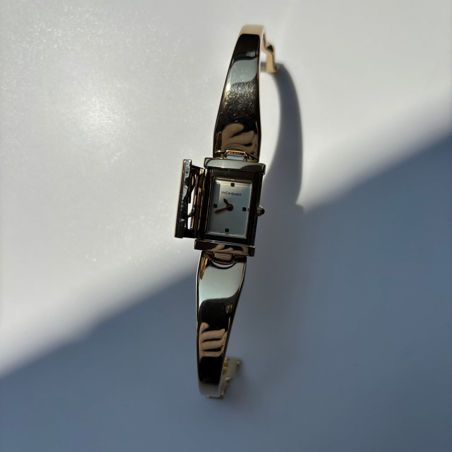 Yves Saint Laurent 1990s Peek a boo Gold Plated Bangle Watch