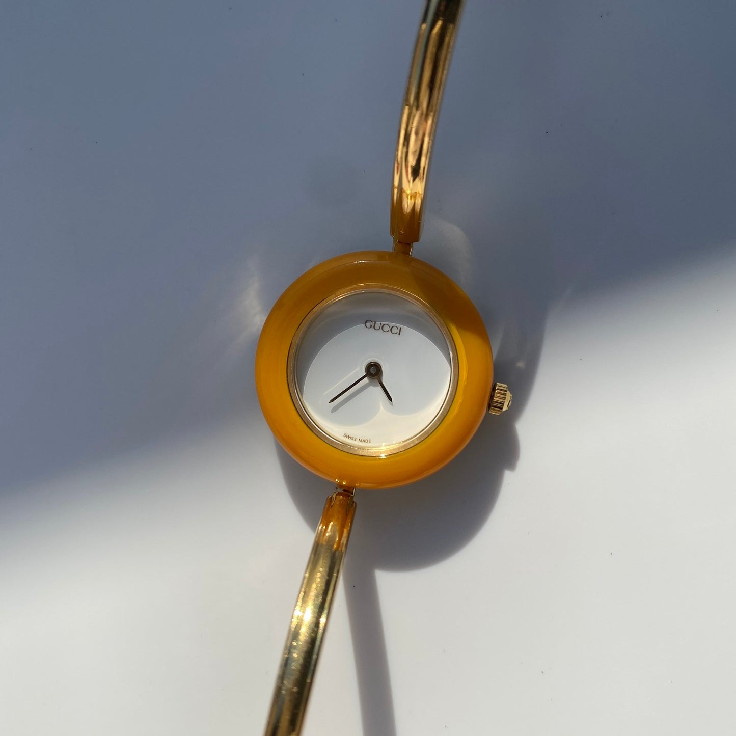 Gucci 1990s Interchangeable Bezel Gold Plated Watch with 12 bezels, case
