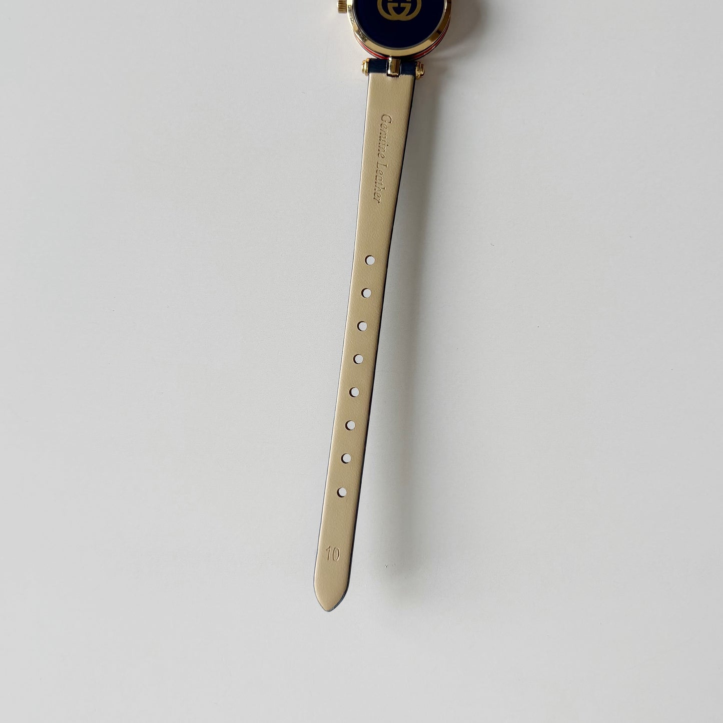 Gucci 1990s Round Dial Blue Gold Plated Watch