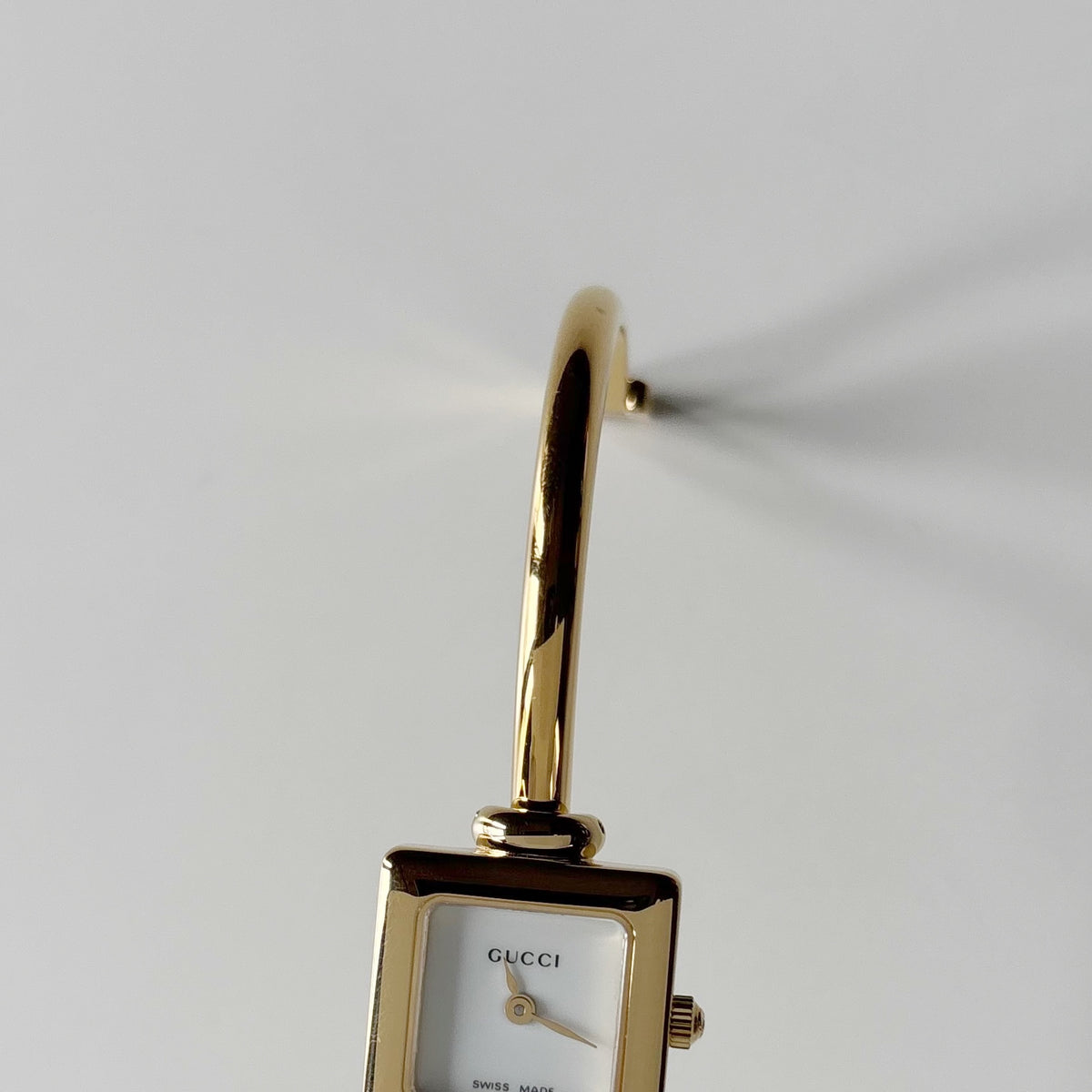 Gucci 1990s Square Dial Gold Plated Bangle Watch