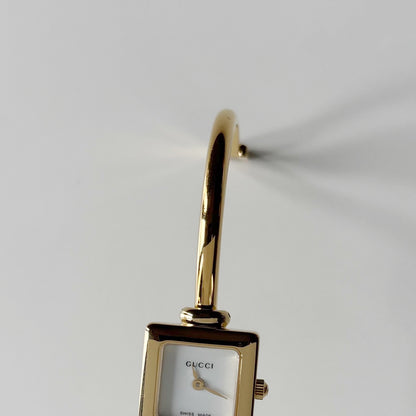 Gucci 1990s Square Dial Gold Plated Bangle Watch